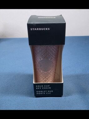 Starbucks Pink With Green Rim Jeweled Cold Cup Keychain